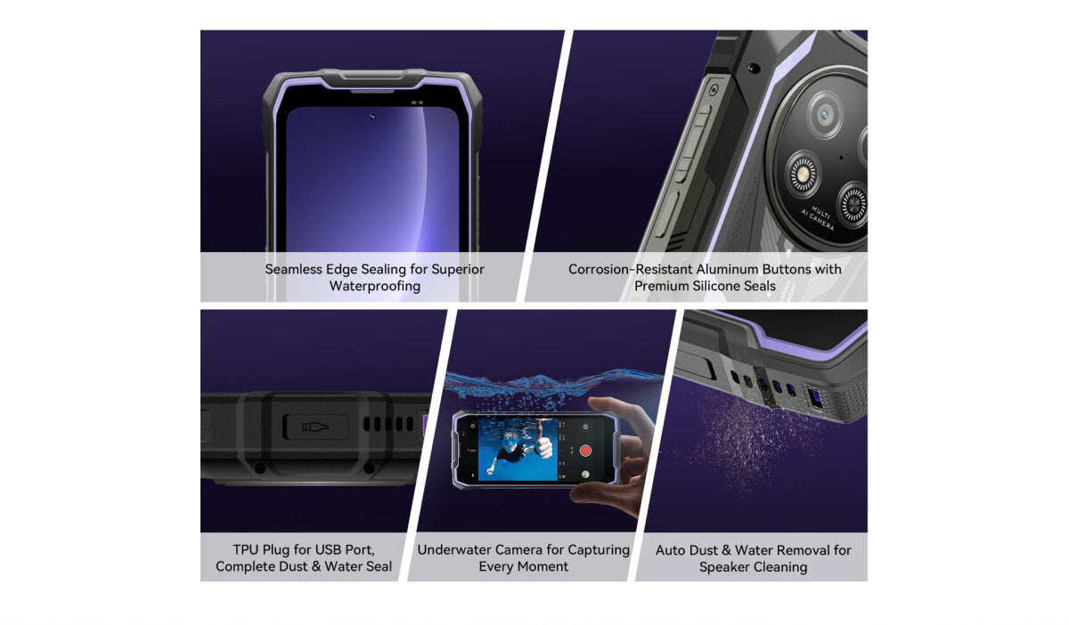 Blackview ROCK 2 Violett Outdoor Smartphone | 5G, Android 16, 12+36GB RAM, 256GB, 15000mAh, 120Hz – Ansicht 7
