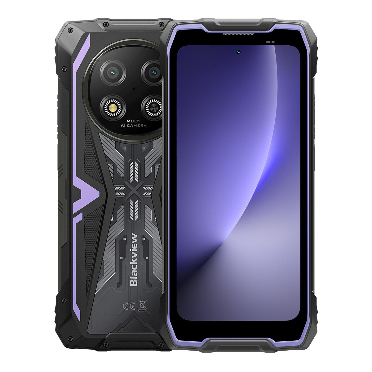Blackview ROCK 2 Violett Outdoor Smartphone | 5G, Android 16, 12+36GB RAM, 256GB, 15000mAh, 120Hz – Ansicht 2