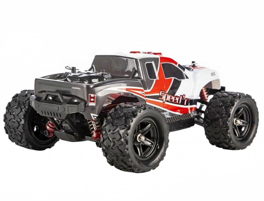 Blij´r Speed´r Rot ferngesteuerter RC Monstertruck 45 km/h, 1:18, 2 Akkus, Allrad, 100m, Funk Auto – Ansicht 4