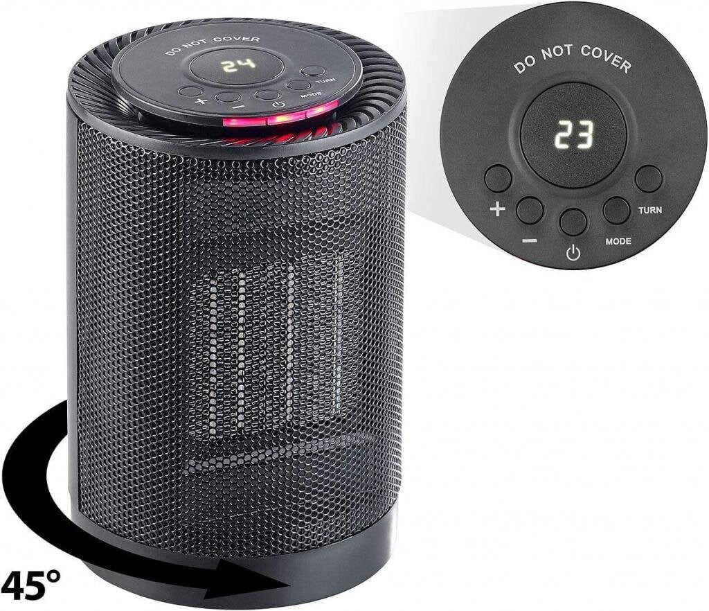 Carlo Milano Keramiklüfter Digitaler Keramik-Tisch-Heizlüfter, 3 Stufen & Oszillation, 1.200 Watt