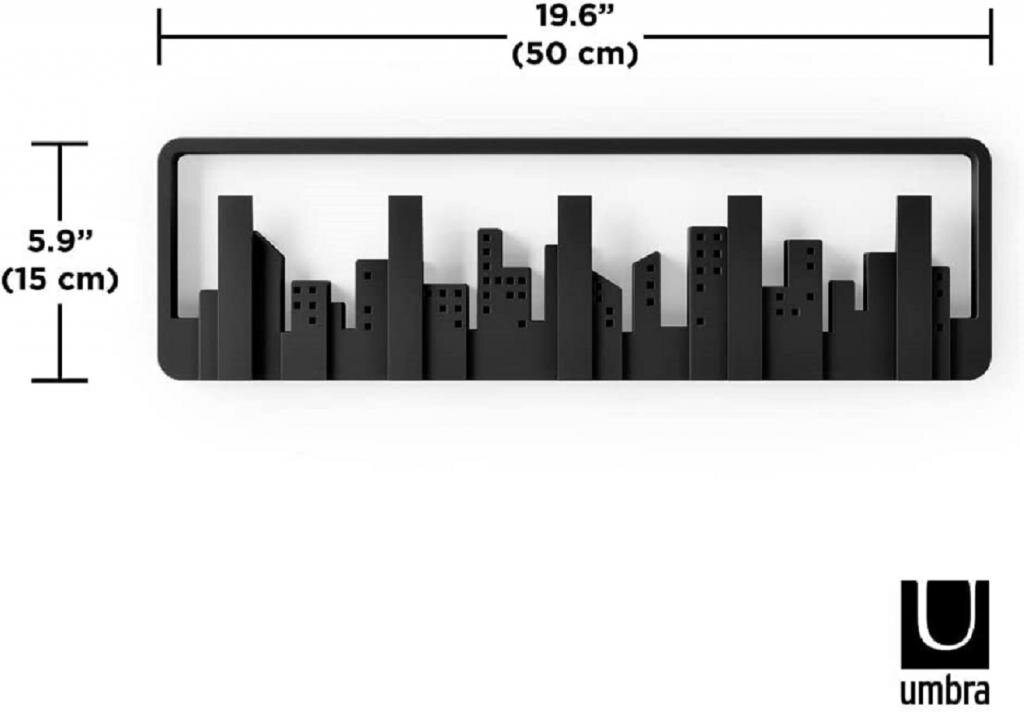 Dummy - Umbra Skyline Schwarz Garderobenhaken mit 5 beweglichen Haken Garderobenleiste aus Kunststoff – Ansicht 4