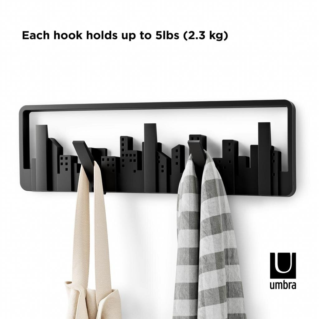 Dummy - Umbra Skyline Schwarz Garderobenhaken mit 5 beweglichen Haken Garderobenleiste aus Kunststoff – Ansicht 5