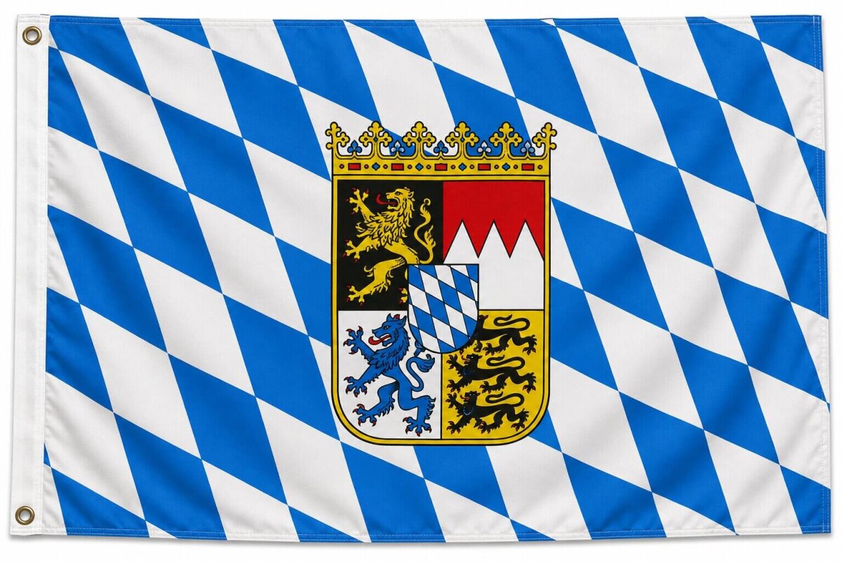 Flagge Bayern Wappen 250 x 150 cm Fahne mit 3 Ösen 100g/m² Stoffgewicht Hissflagge