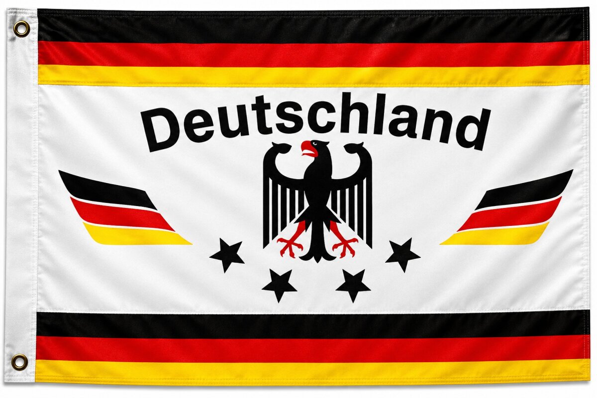 Flagge DEUTSCHLAND 1 Fußball 4 STERNE weiß 90 x 150 cm