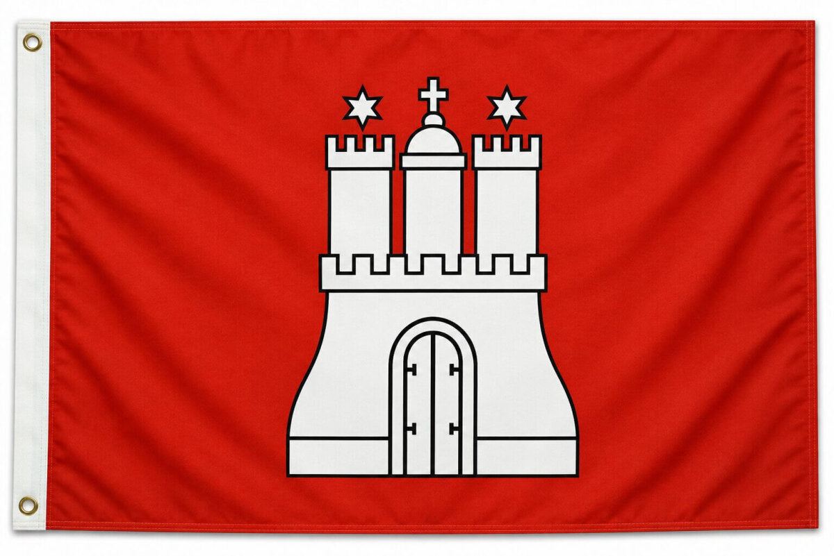 Flagge Hamburg 250 x 150 cm Fahne mit Ösen 100g/m² Stoffgewicht Hissflagge Hissen