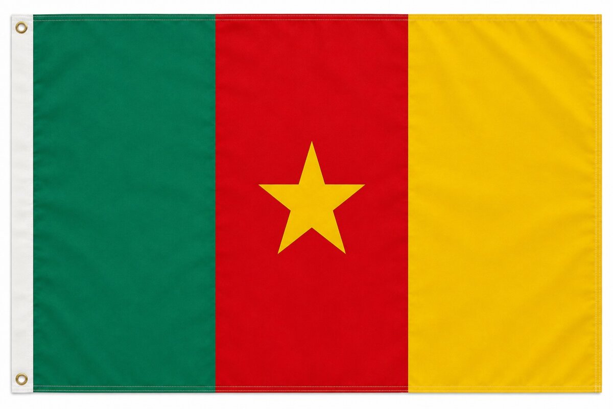 Flagge Fahne Kamerun 90 x 150 cm Fahne mit 2 Ösen 100g/m² Stoffgewicht Hissflagge