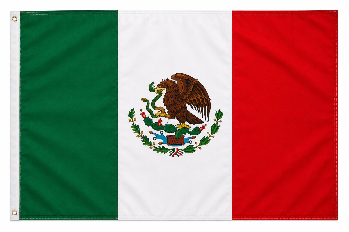 Flagge Mexiko 90 x 150 cm Fahne mit 2 Ösen 100g/m² Stoffgewicht Hissflagge für Mast
