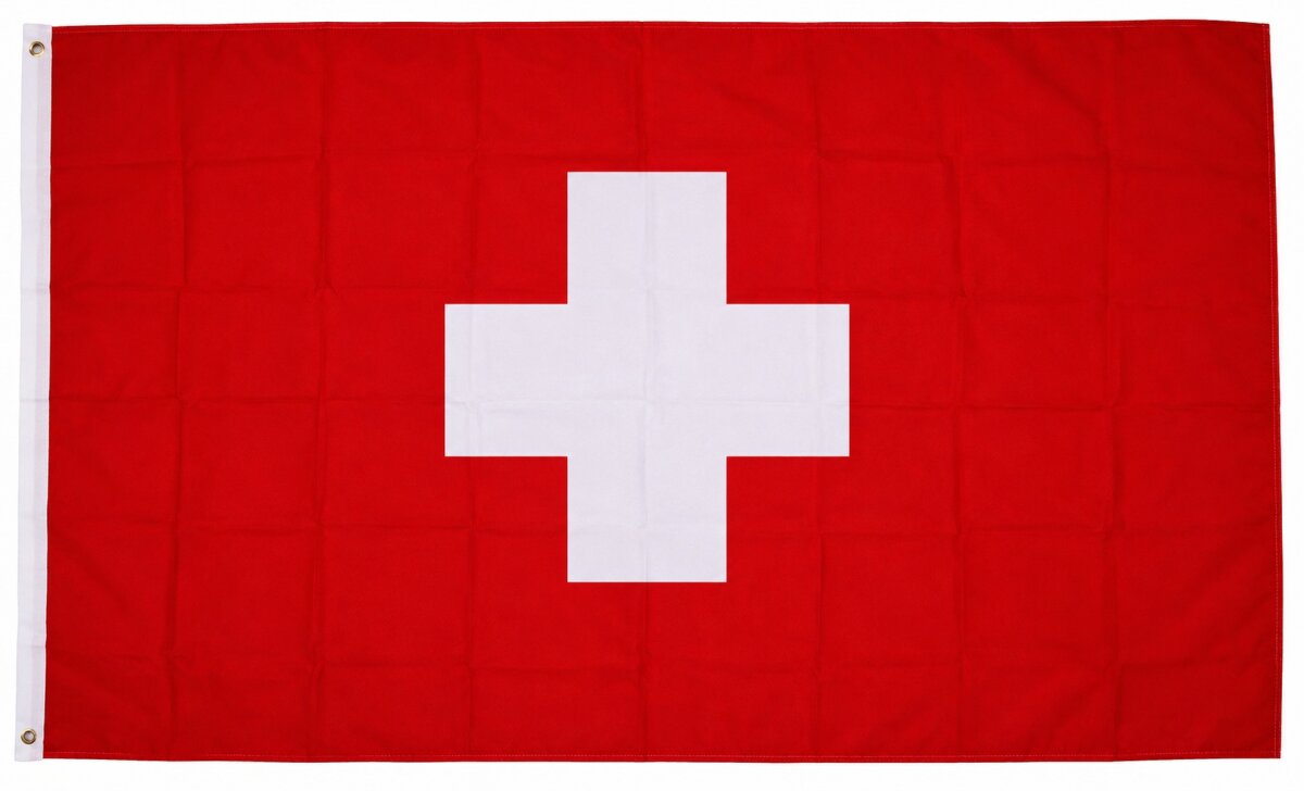 Flagge Schweiz 90 x 150 cm Fahne mit 2 Ösen 100g/m² Stoffgewicht Hissflagge für Mast