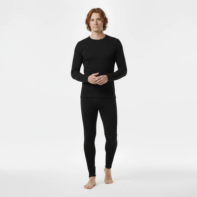 Gaubert Herren Thermo-Unterwäsche Set , Größe L – Merinowolle, Atmungsaktiv, Temperaturregulierend & Geruchshemmend - Schwarz