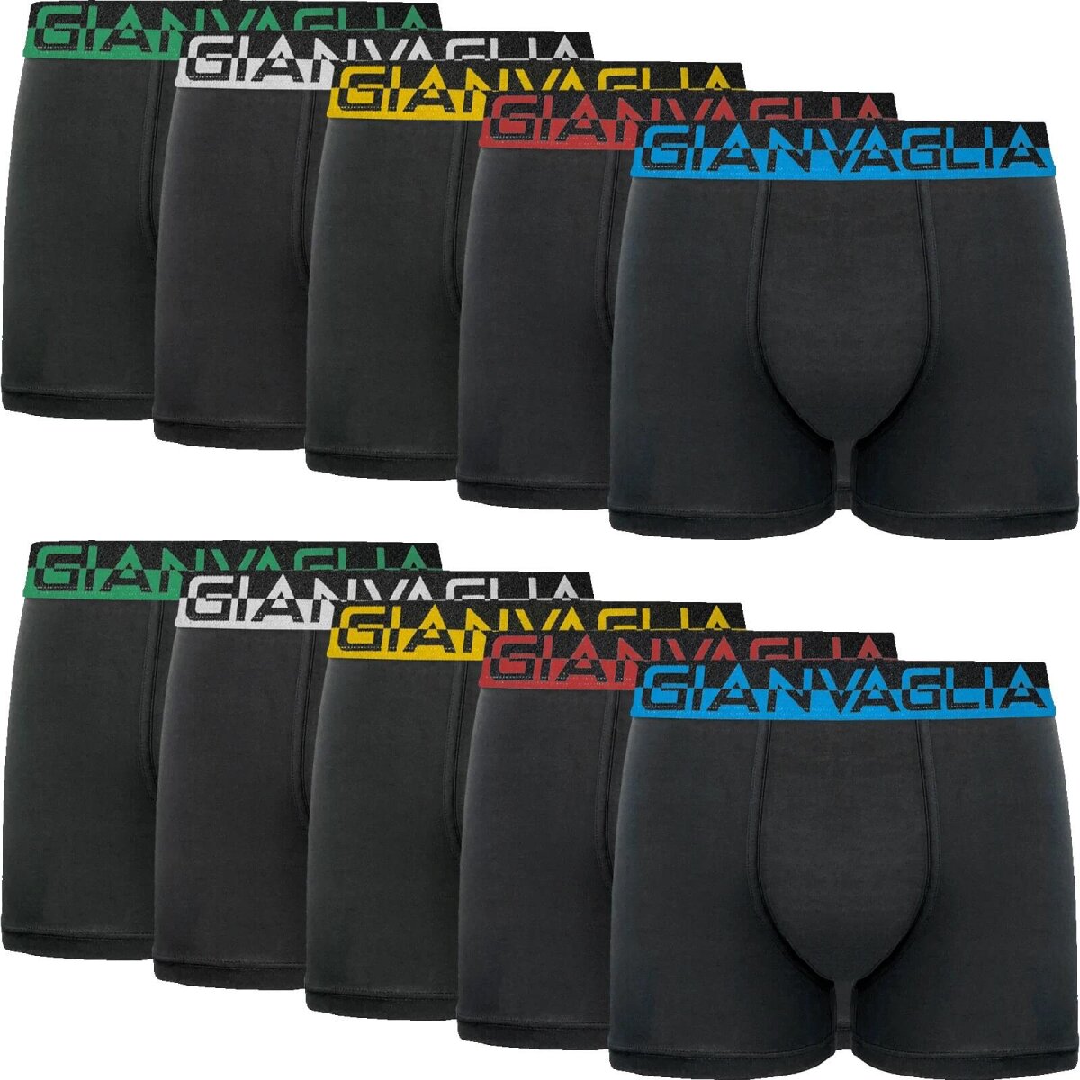 GIANVAGLIA Herren Boxershorts Schwarz 5er-Pack, Baumwolle, Stretch, Komfort, XXL – Ansicht 4