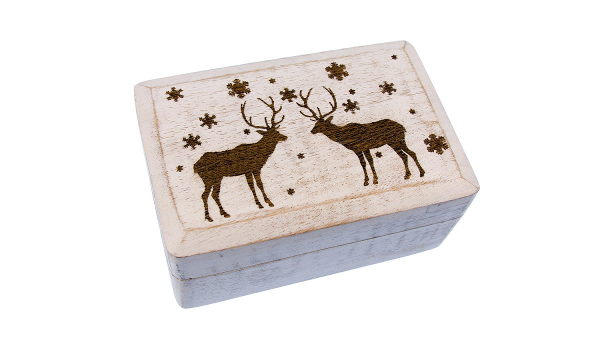 Holzbox weiß mit Weihnachts-Gravur groß