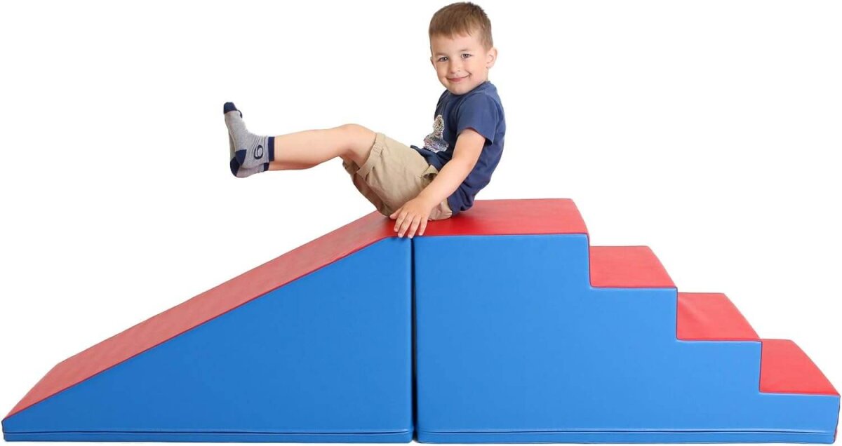 IGLU SET 1X Mega Fun Slider - Blau/Rot - Bunte Schaumstoff-Rutsche mit Treppe für Kinder – Ansicht 2