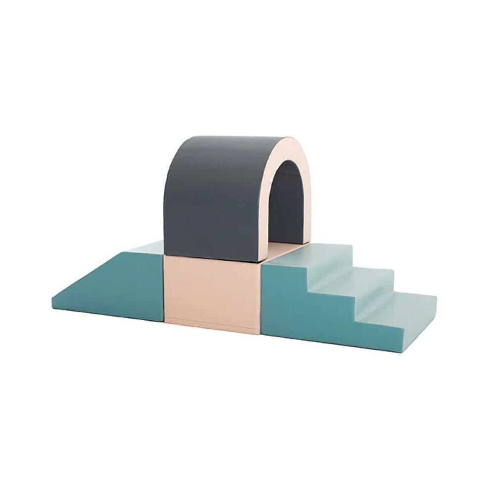 IGLU SET 35X Agatha mit Tunnel - Pastellfarben - Buntes softes SET aus Schaumstoff-Bausteinen / Spielbausteine für Kinder