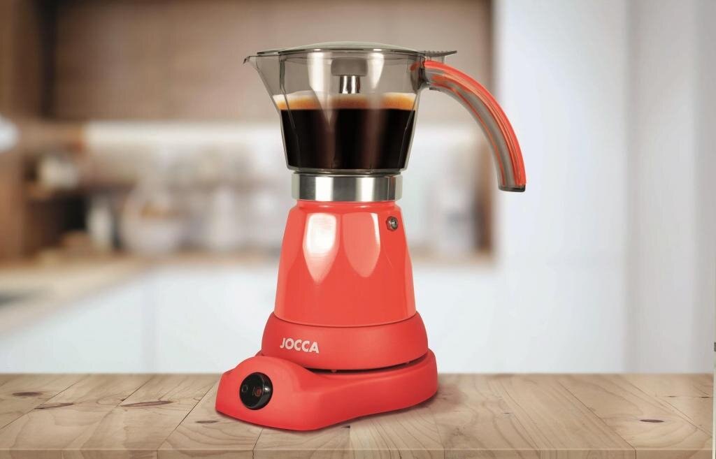 Jocca elektrische Espresso Kaffeemaschine in rot für bis zu 6 Tassen mit 360° drehbarem Kopf – Ansicht 3