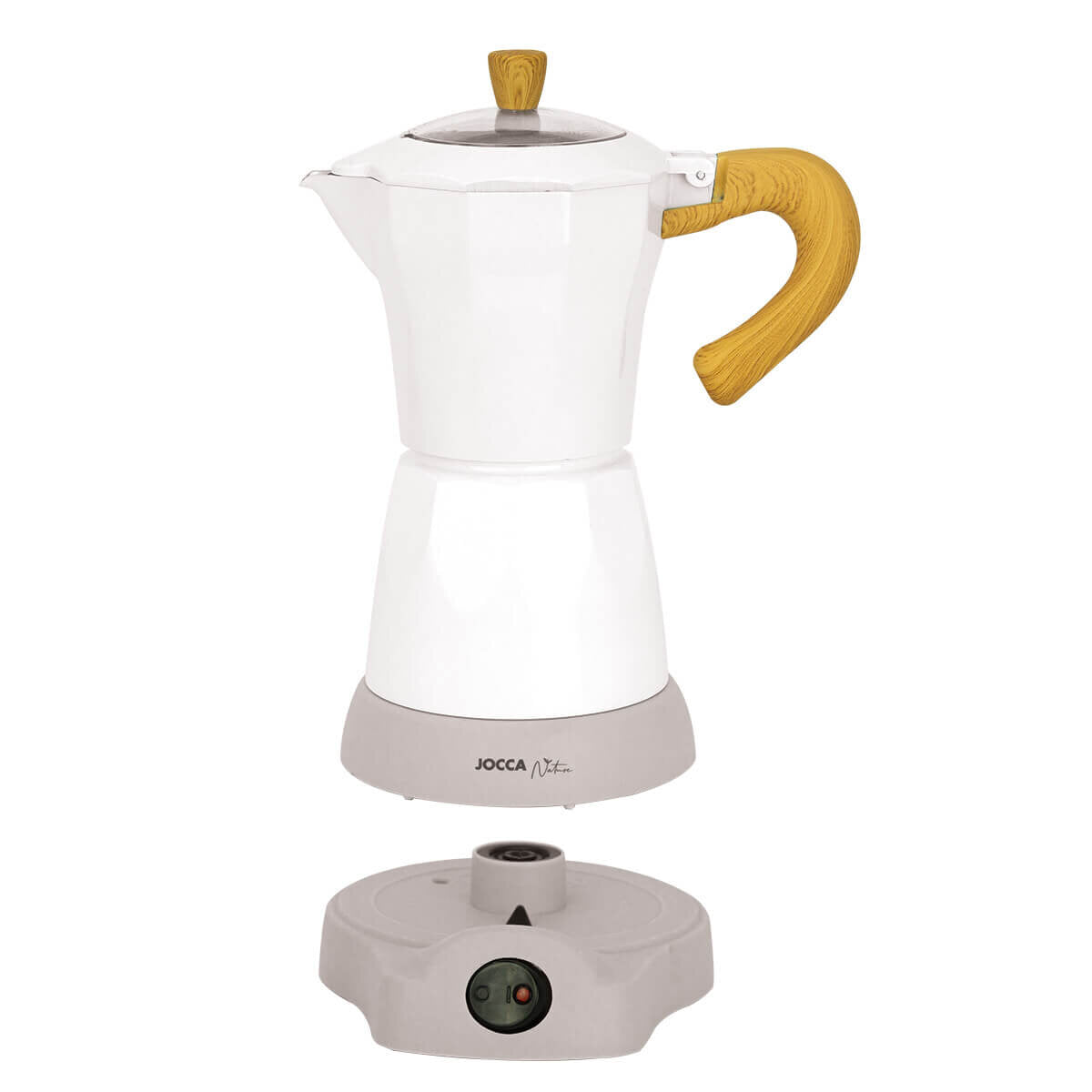 Jocca elektrische Espresso Kaffeemaschine in weiß Nature Line für bis zu 6 Tassen mit 360° drehbarem Kopf – Ansicht 3