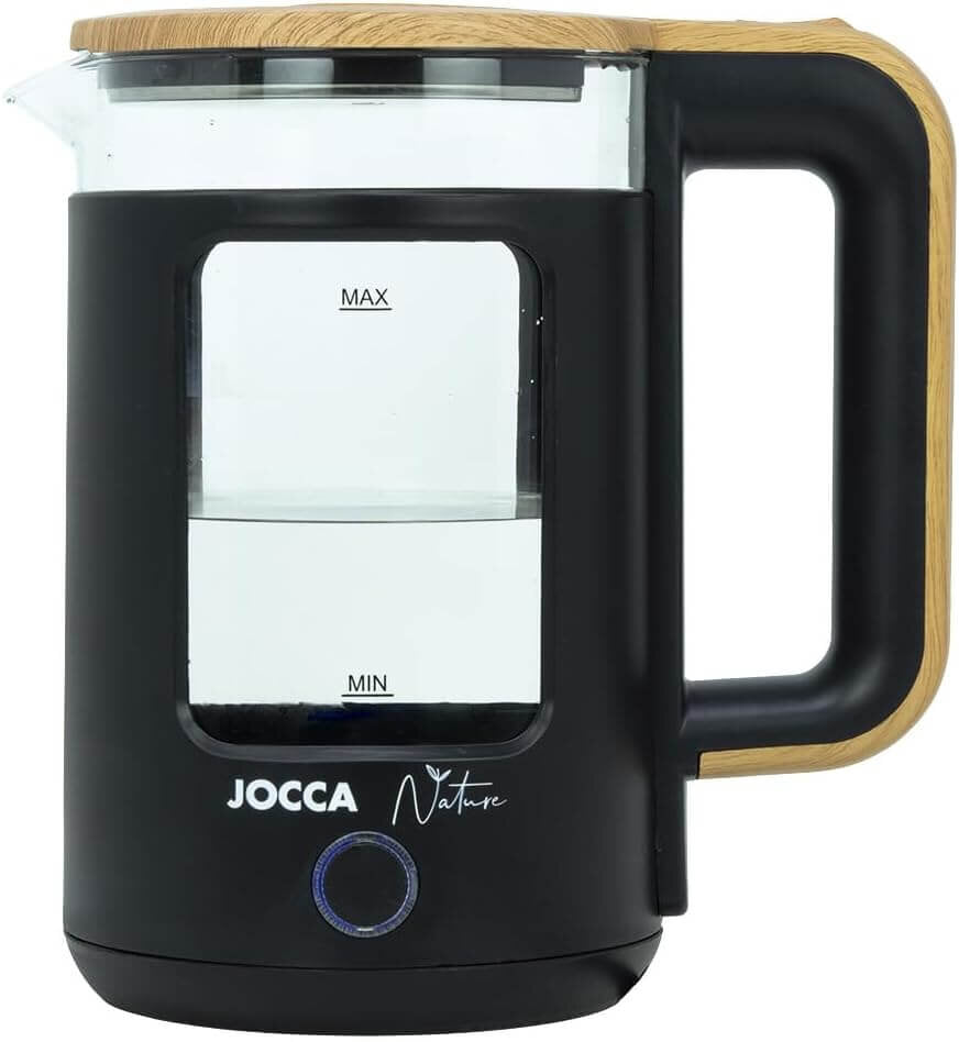 JOCCA Elektrischer Wasserkocher 1,8L, Nature-Line Schwarz, 360° Basis, Borosilikatglas, Schnellkoch, – Ansicht 4