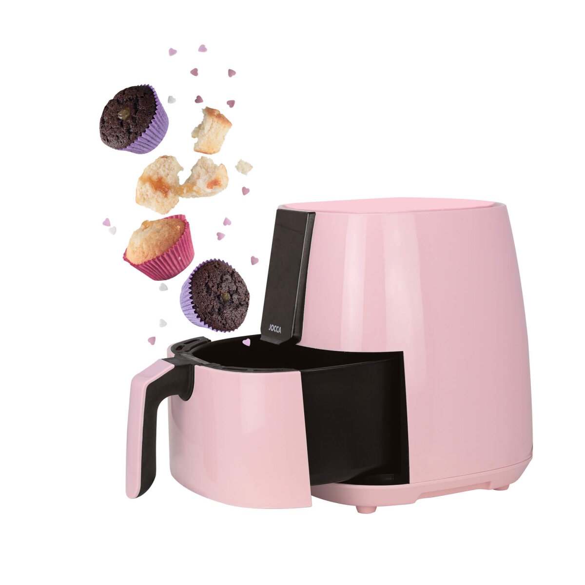 Jocca Heißluftfritteuse 3,8L 1450W Airfryer LED Touch 8 Programme fettarm Rosa – Ansicht 3