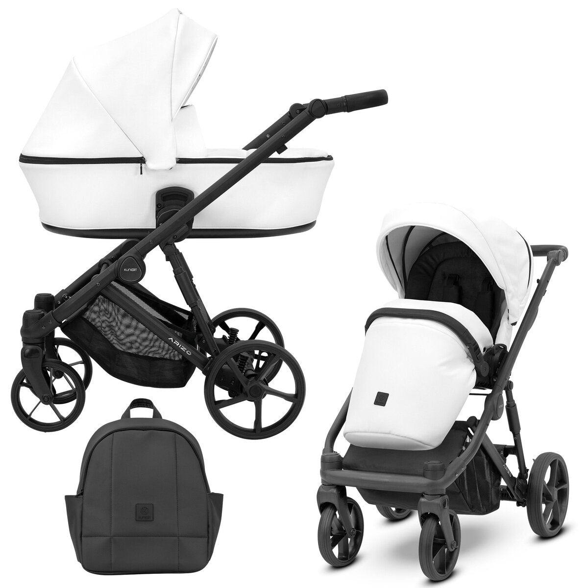 Kunert Arizo 2in1 Öko-Leder Kinderwagen in Weiß – Umweltfreundlich und komfortabel
