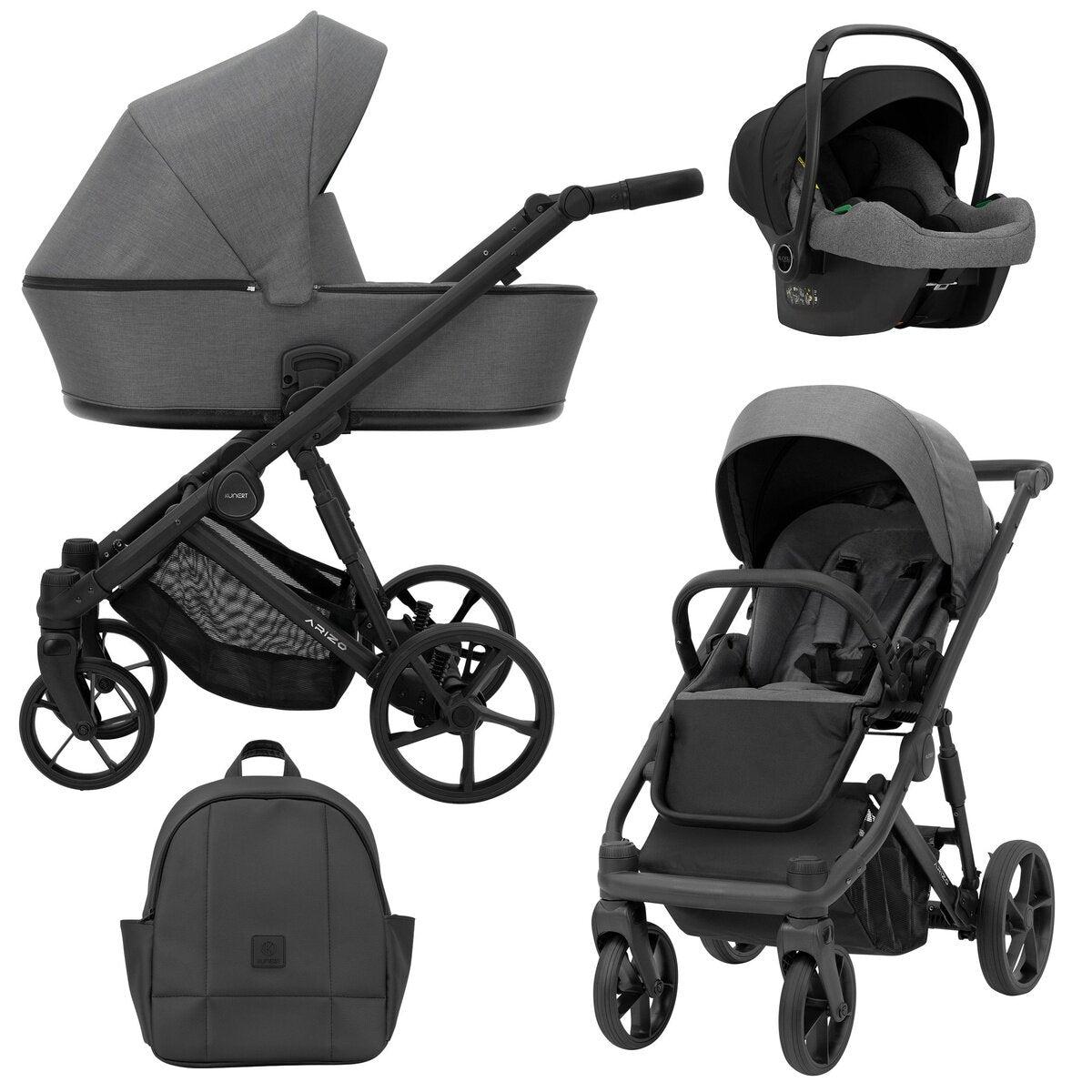 Kunert ARIZO 3in1 in Anthrazit/Graphit – Leichter Kinderwagen mit modernem Design