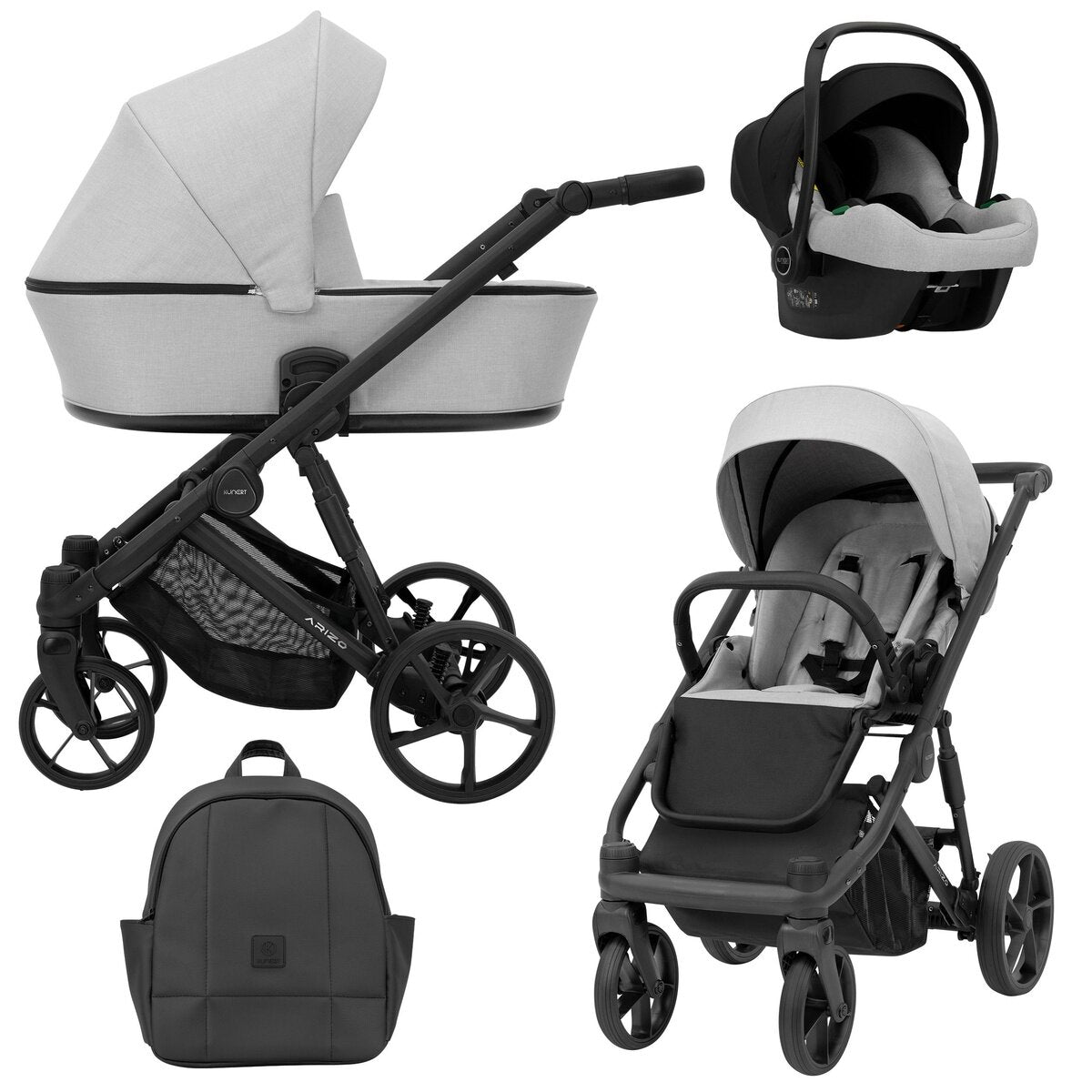 Kunert ARIZO 3in1 in Grau – Leichter Kinderwagen mit modernem Design
