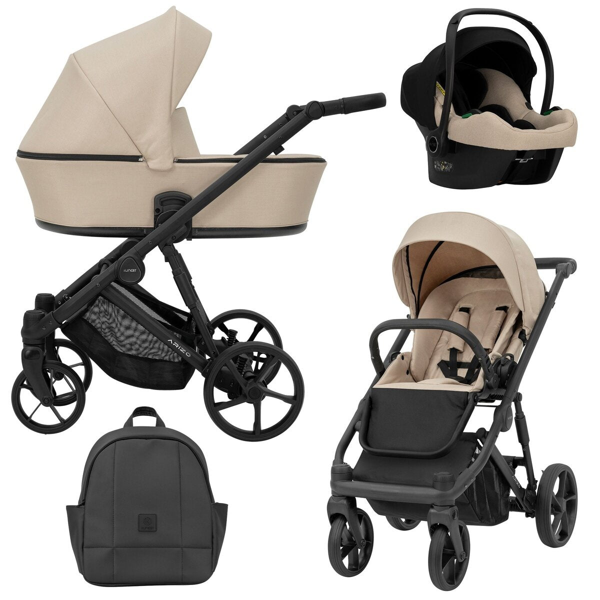 Kunert ARIZO 3in1 – Leichter Kinderwagen in Braun mit modernem Design