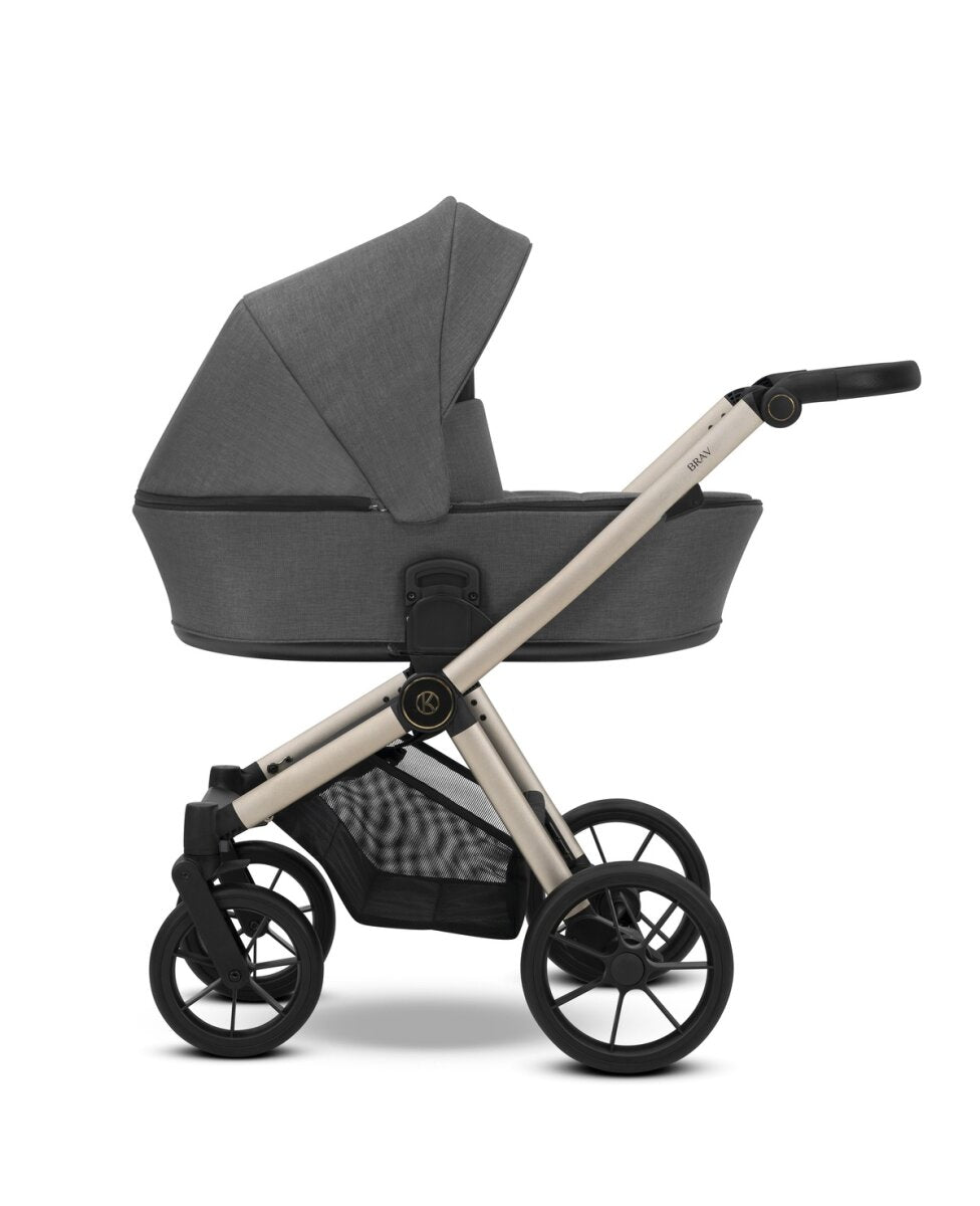 Kunert BRAV 2in1 Kinderwagen in Anthrazit mit Champagner Rahmen und Gelrädern für Komfort und Stil – Ansicht 3