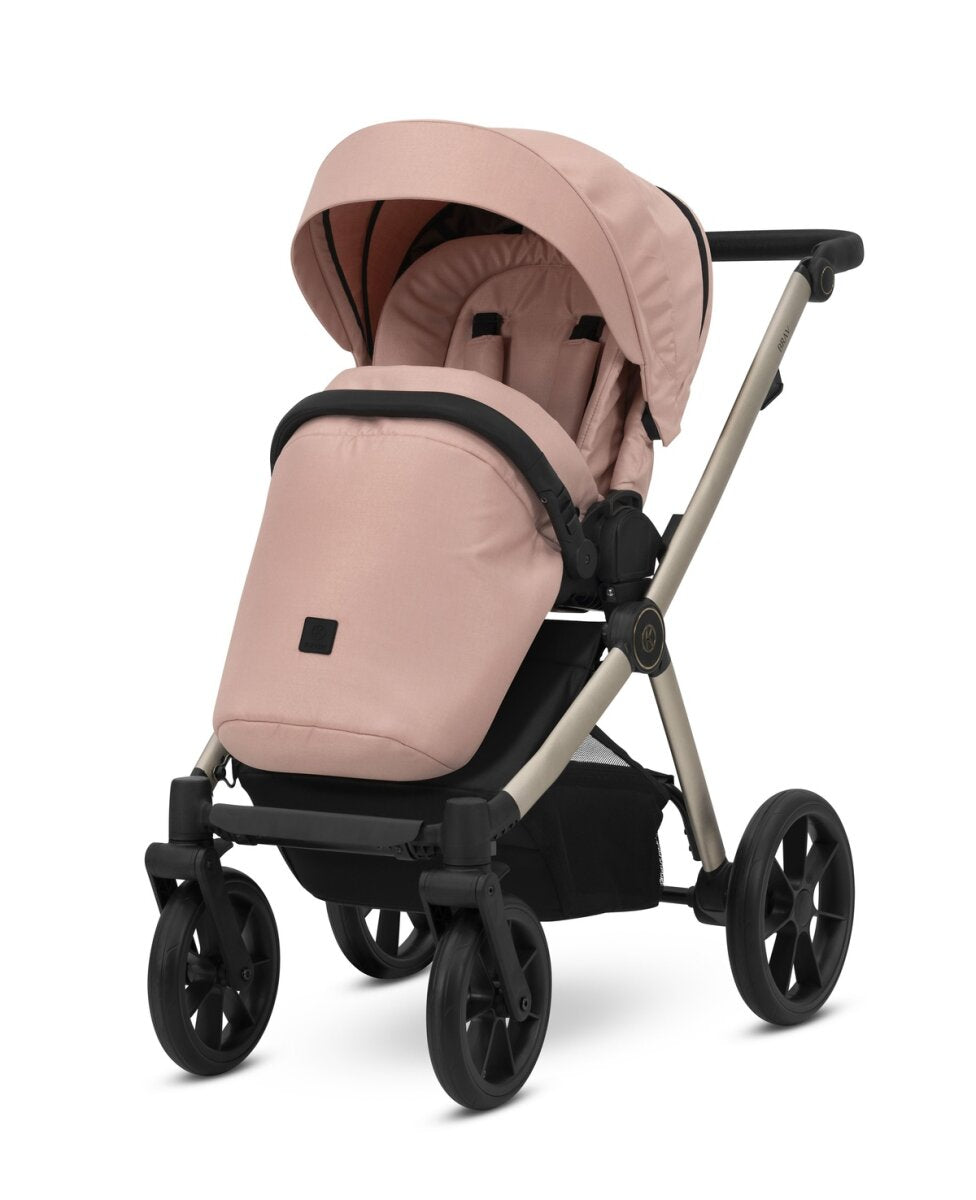 Kunert BRAV 2in1 Kinderwagen in Rosa mit Champagner Rahmen und Gelrädern – Ansicht 2