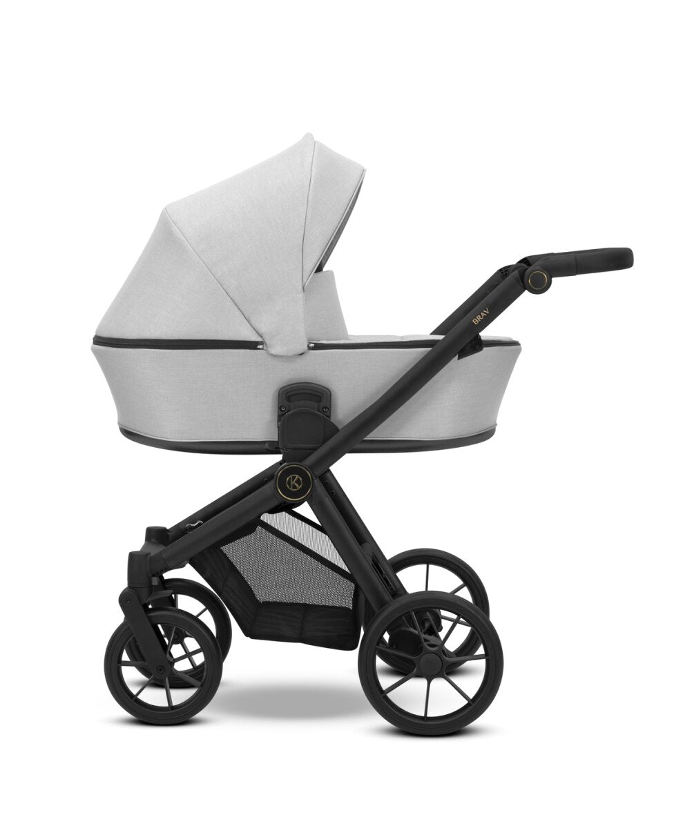 Kunert BRAV 3in1 Kinderwagen in Grau mit schwarzem Rahmen, Gelrädern und Cosmo Autositz – Ansicht 2
