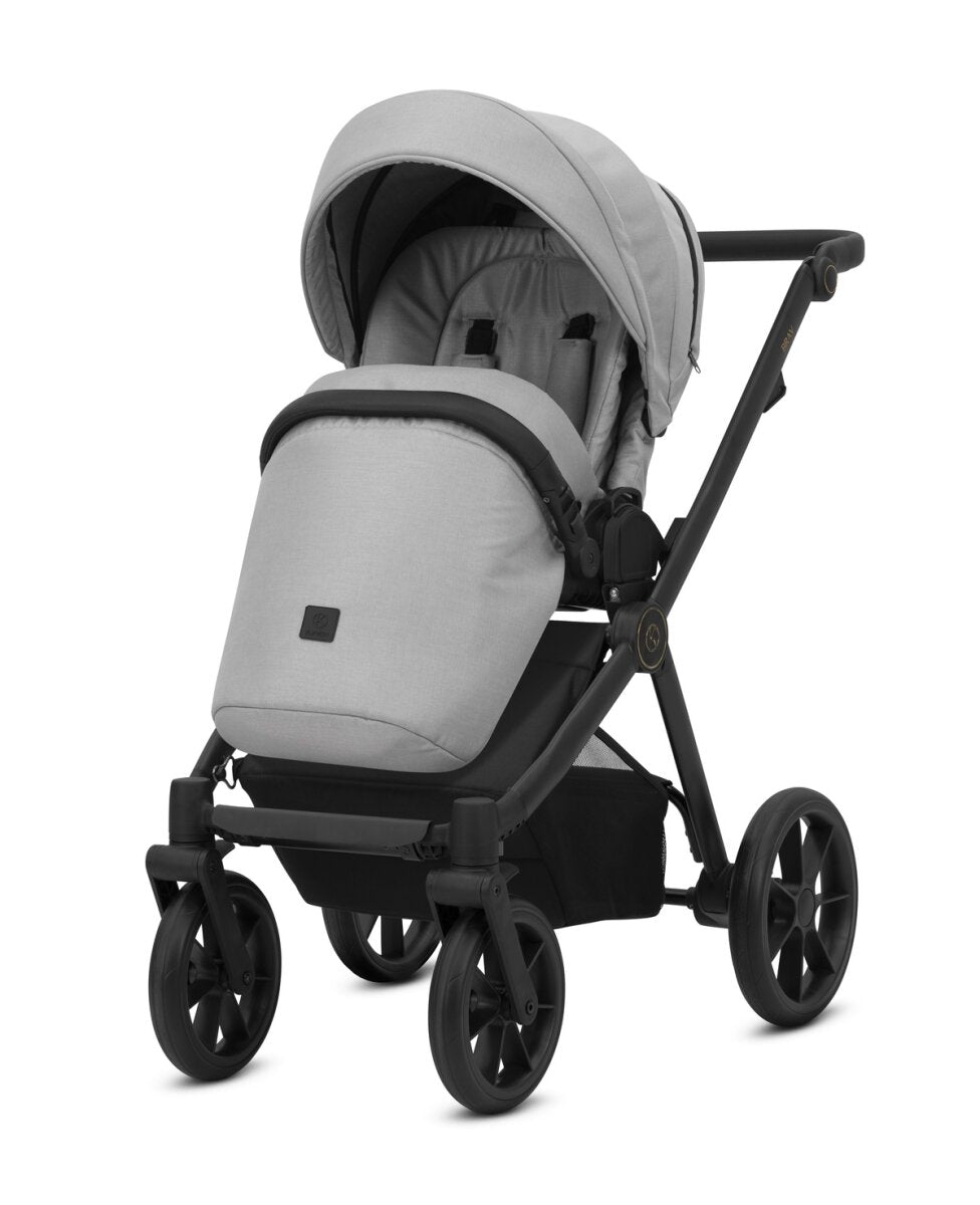Kunert BRAV 3in1 Kinderwagen in Grau mit schwarzem Rahmen, Gelrädern und Cosmo Autositz – Ansicht 3