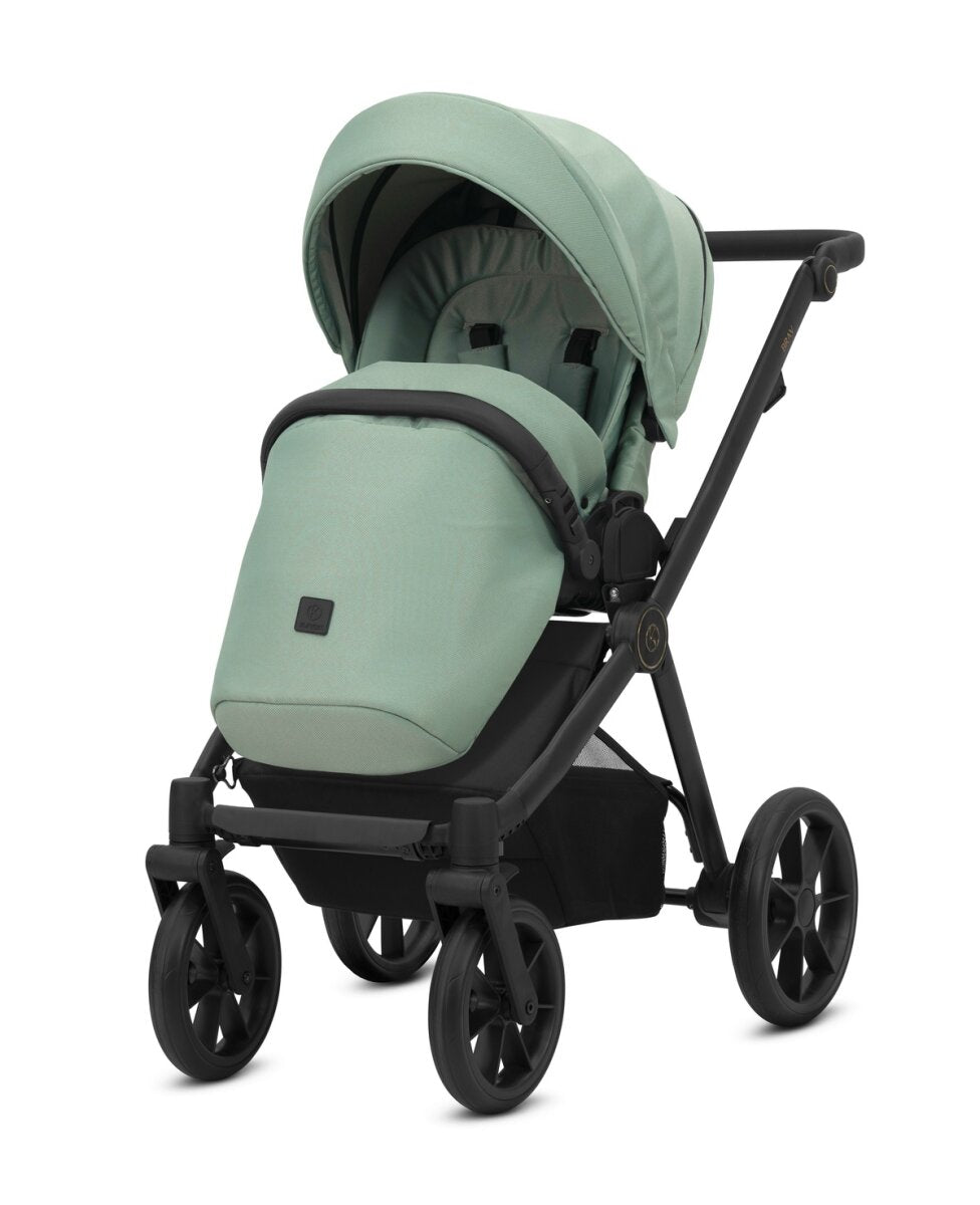 Kunert BRAV 3in1 Kinderwagen in Grün mit schwarzem Rahmen, Gelrädern und Cosmo Autositz – Ansicht 3