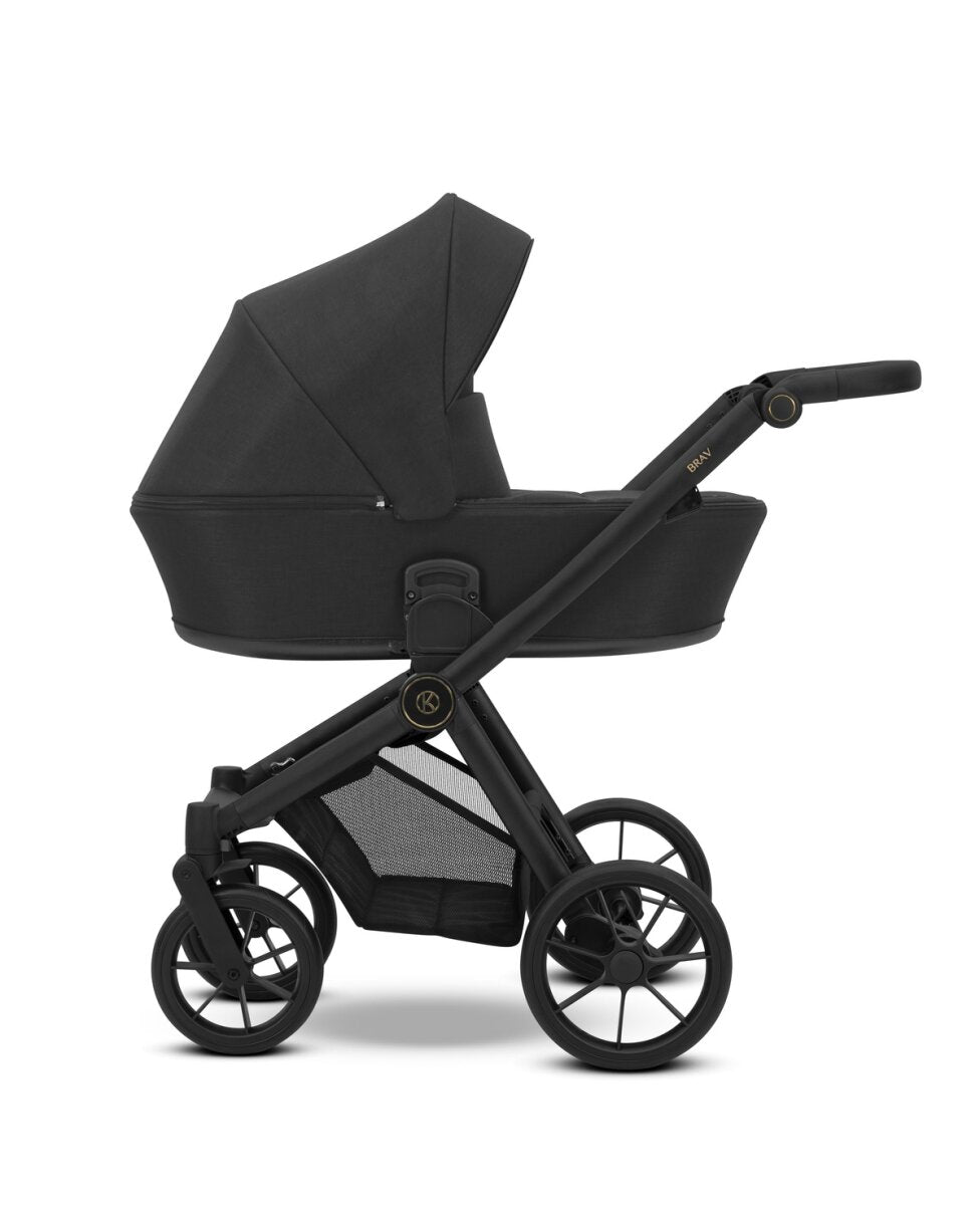 Kunert BRAV 3in1 Kinderwagen in Schwarz mit schwarzem Rahmen, Gelrädern und Cosmo Autositz – Ansicht 2