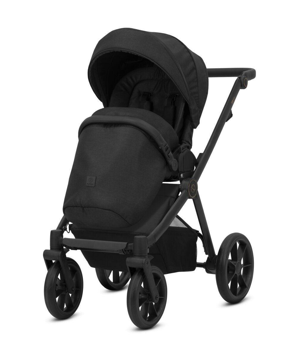 Kunert BRAV 3in1 Kinderwagen in Schwarz mit schwarzem Rahmen, Gelrädern und Cosmo Autositz – Ansicht 3