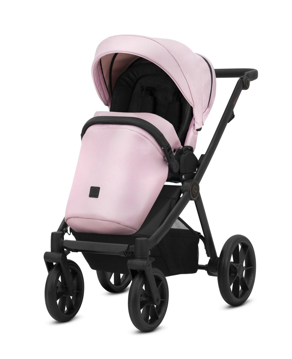 Kunert BRAV 3in1 Öko-Leder Kinderwagen in Rosa mit Gelrädern und Cosmo Autositz – Ansicht 3