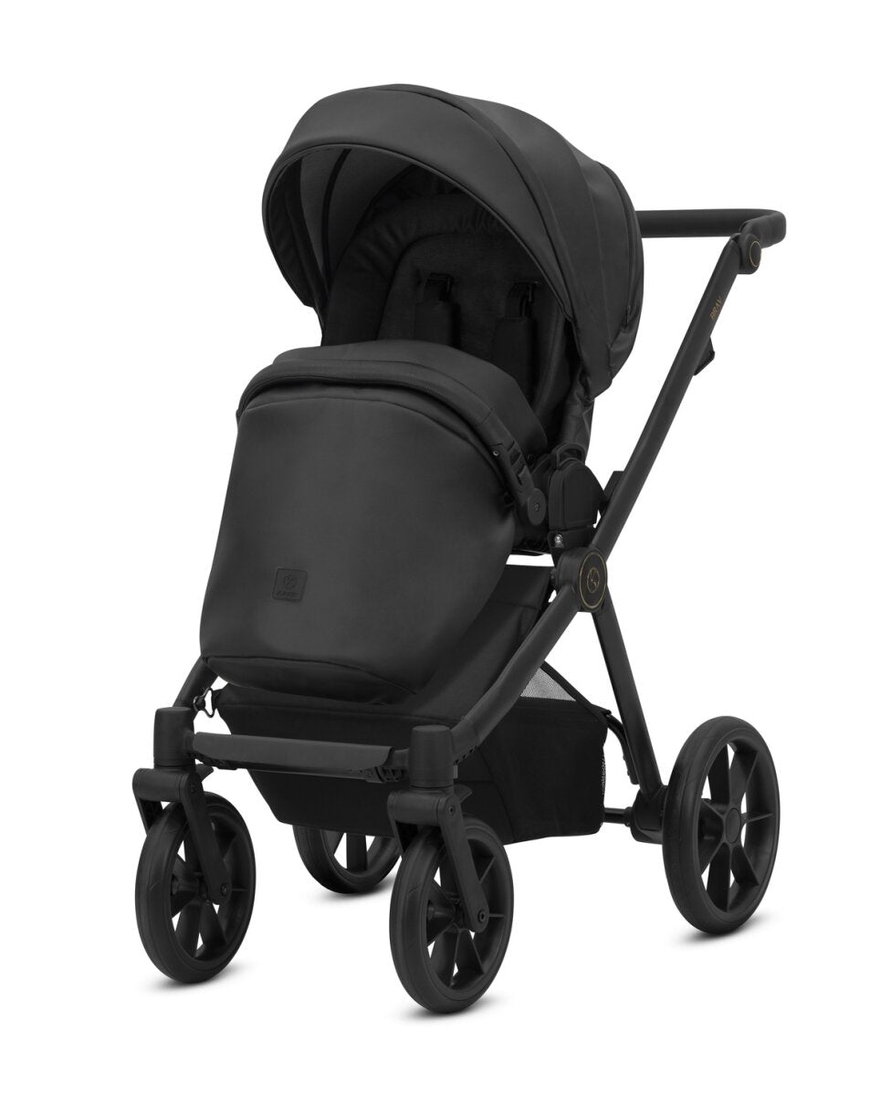 Kunert BRAV 3in1 Öko-Leder Kinderwagen in Schwarz mit Gelrädern und Cosmo Autositz – Ansicht 3