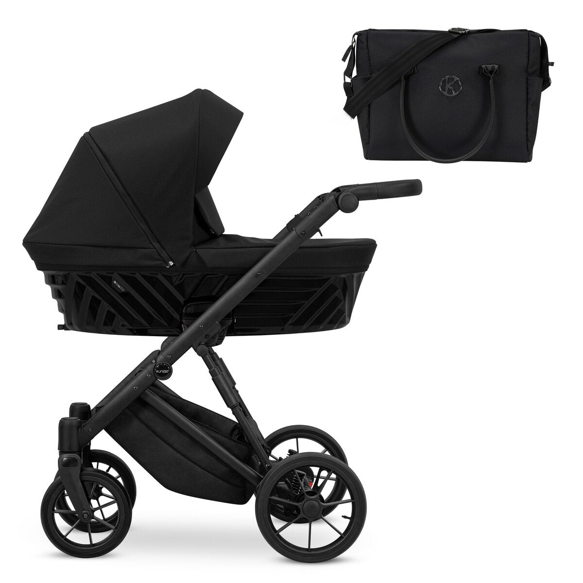 Kunert IVENTO 2in1 Kinderwagen in Schwarz mit schwarzem Rahmen