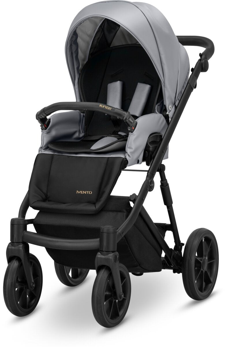 Kunert IVENTO 2in1 Öko-Leder Kinderwagen in Grau mit schwarzem Rahmen – Ansicht 2