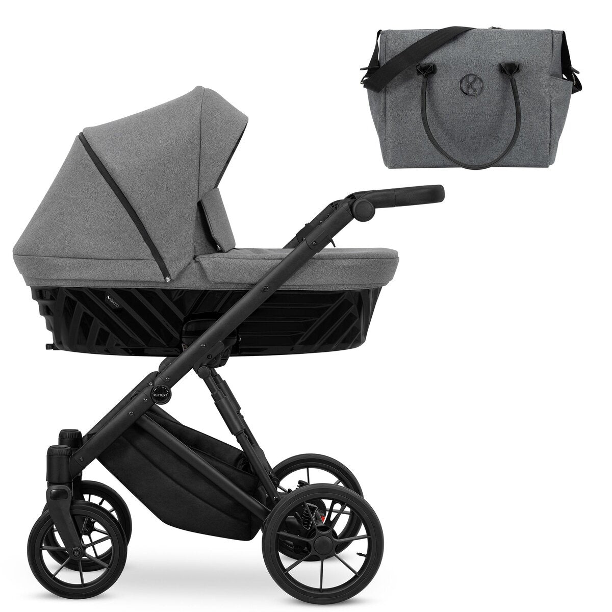 Kunert Ivento 3in1 Kinderwagen in Anthrazit mit schwarzem Rahmen – Ansicht 2