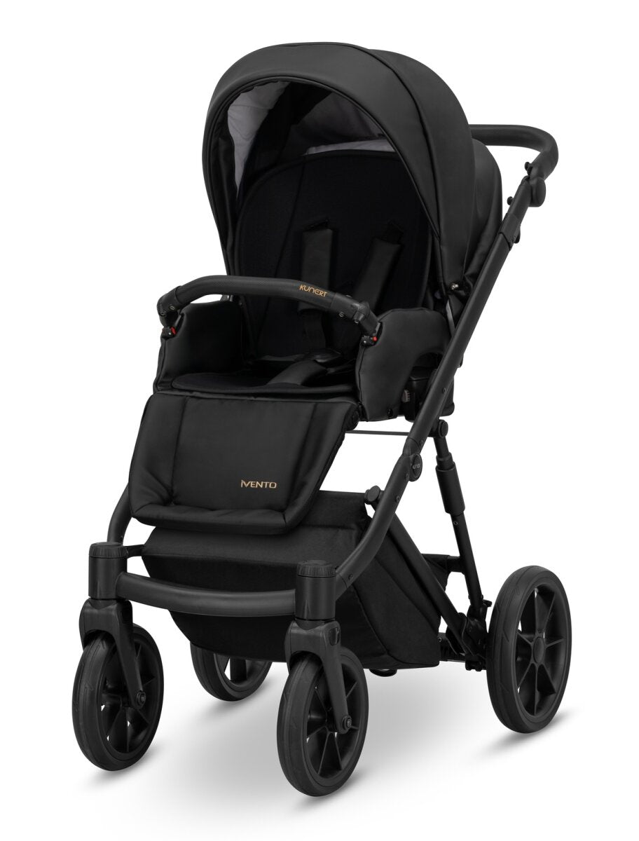 Kunert Ivento 3in1 Kinderwagen in dunkelm Anthrazit mit schwarzem Rahmen und umfangreichem Zubehör – Ansicht 3