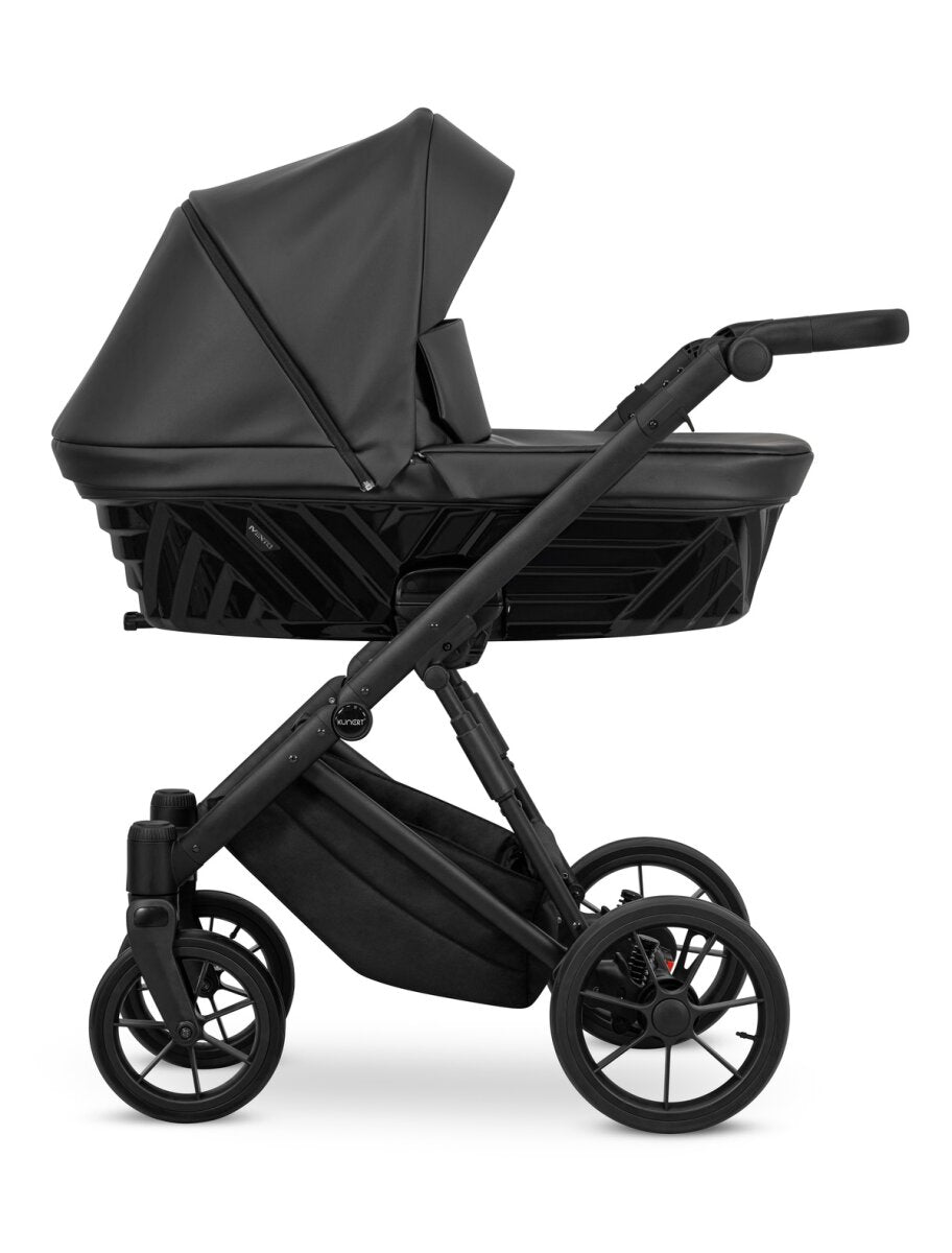 Kunert Ivento 3in1 Kinderwagen in dunkelm Anthrazit mit schwarzem Rahmen und umfangreichem Zubehör – Ansicht 4