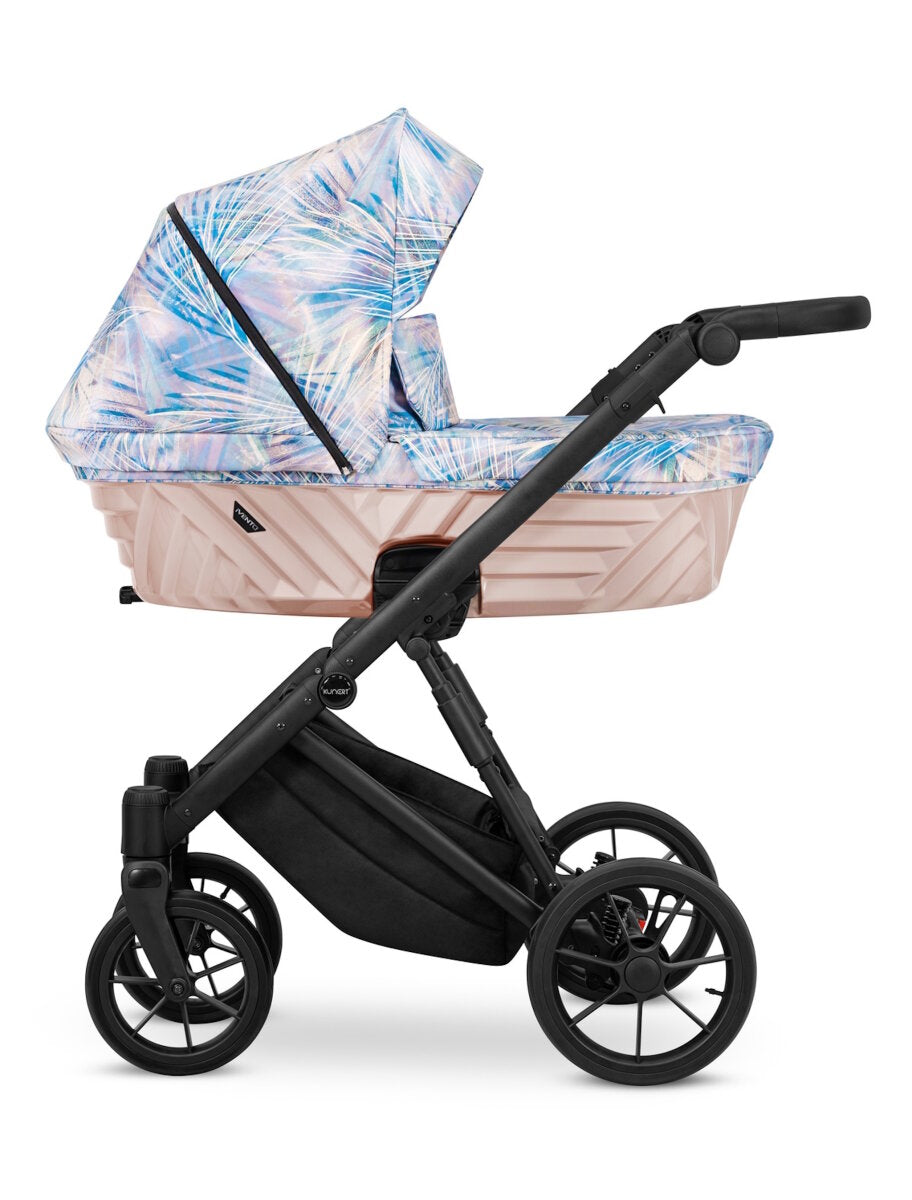 Kunert Ivento 3in1 Kinderwagen in Rosa/Blau mit schwarzem Rahmen und modernem Design – Ansicht 4