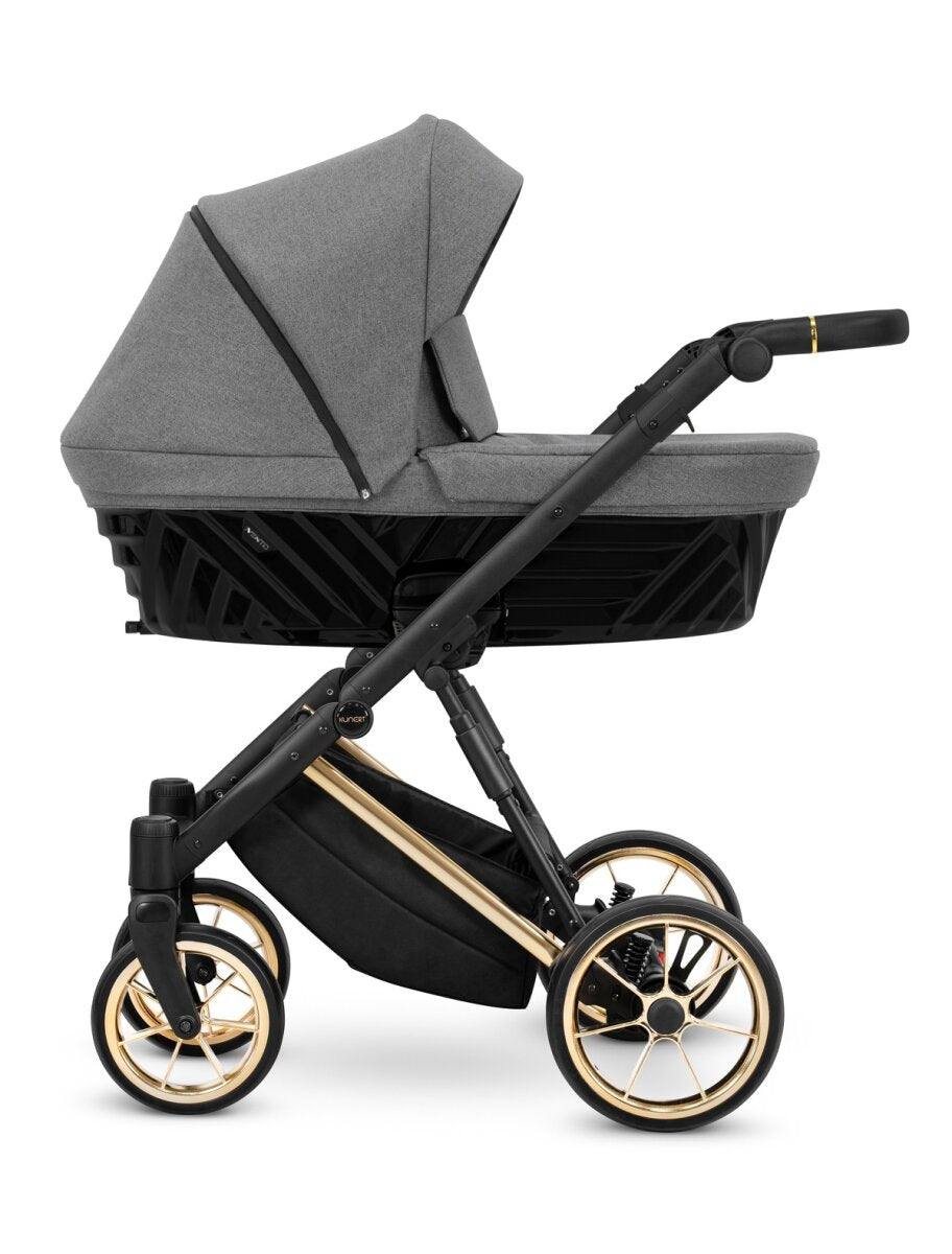 Kunert Ivento Premium 2in1 Kinderwagen in Anthrazit mit Goldrahmen und Komfortfunktionen – Ansicht 2