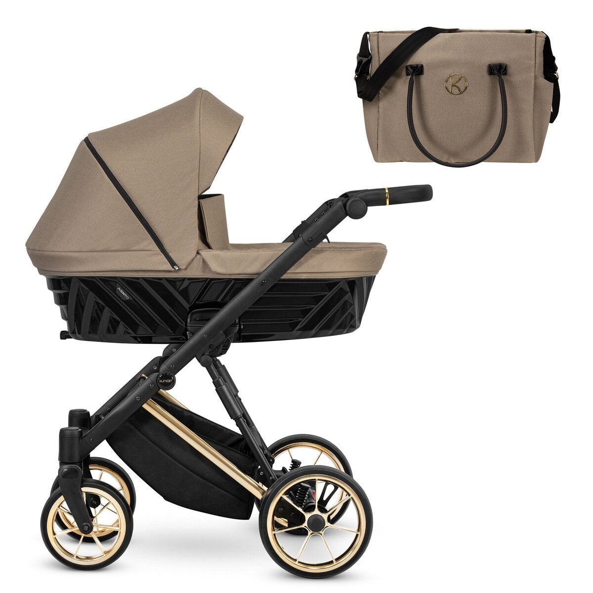 Kunert Ivento Premium 2in1 Kinderwagen in Braun mit Goldrahmen