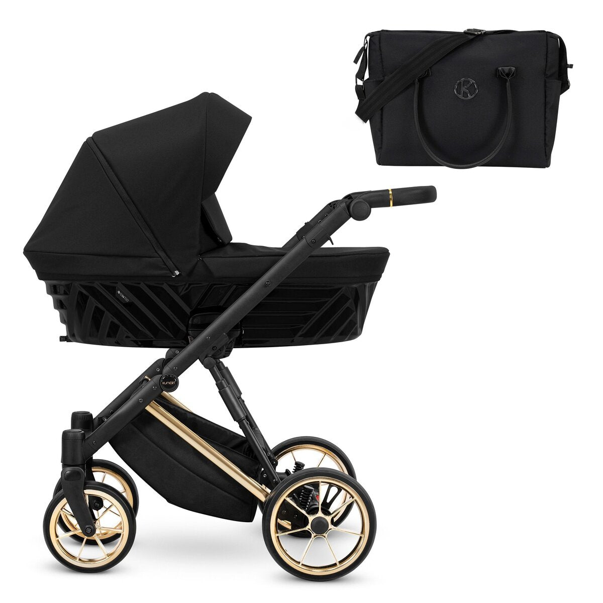 Kunert Ivento Premium 2in1 Kinderwagen mit Goldrahmen in Schwarz – Ansicht 2
