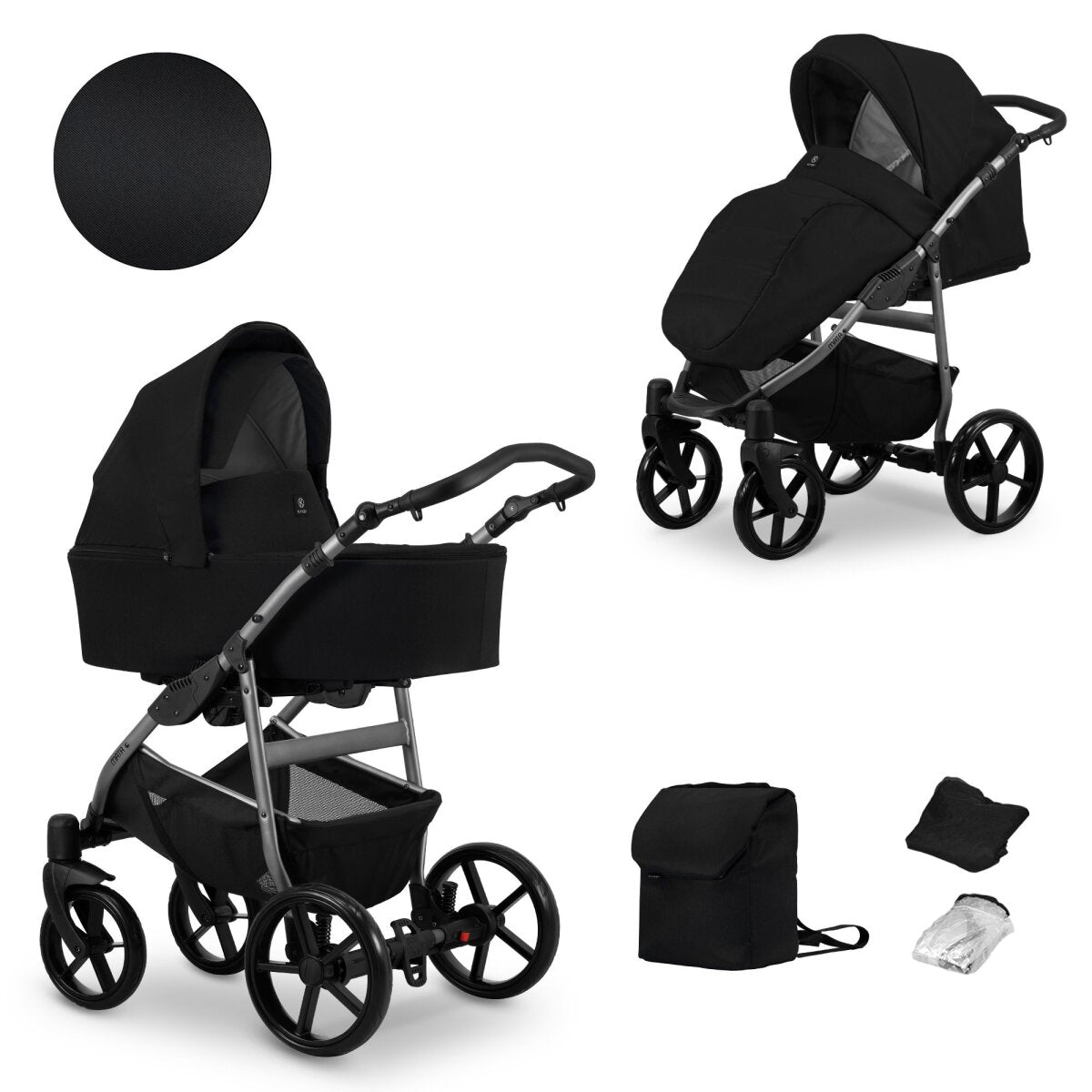 Kunert MATA 2in1 Kinderwagen in Schwarz mit Graphit Rahmen – Sicherer und komfortabler Babywagen