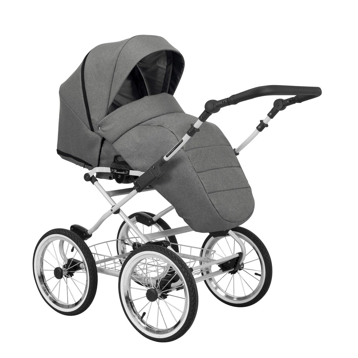 Kunert Romantic 2in1 Kinderwagen in Grau mit Air Wheels und grauem Rahmen