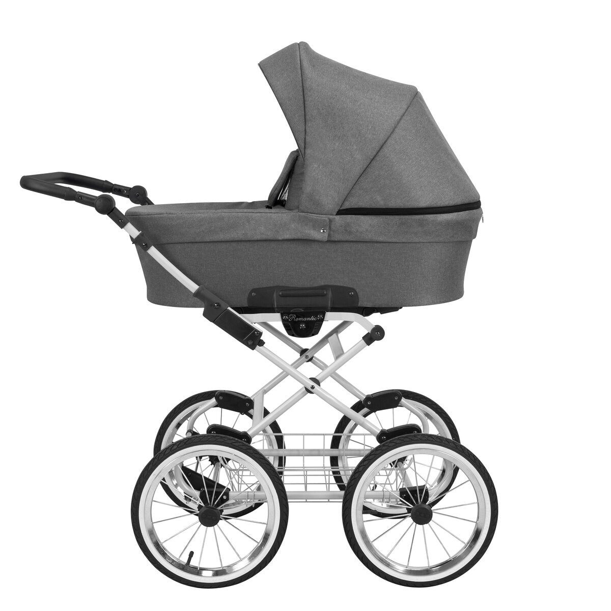 Kunert Romantic 2in1 Kinderwagen in Grau mit Air Wheels und grauem Rahmen – Ansicht 2