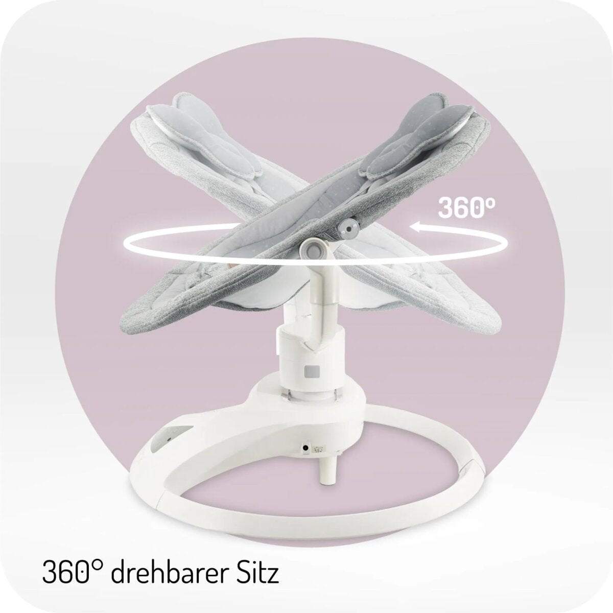 MoMi PEARL – Babywippe mit Bluetooth, 360° Sitzdrehung, 2 Modi, Nummern-Panel – Grau – Ansicht 2