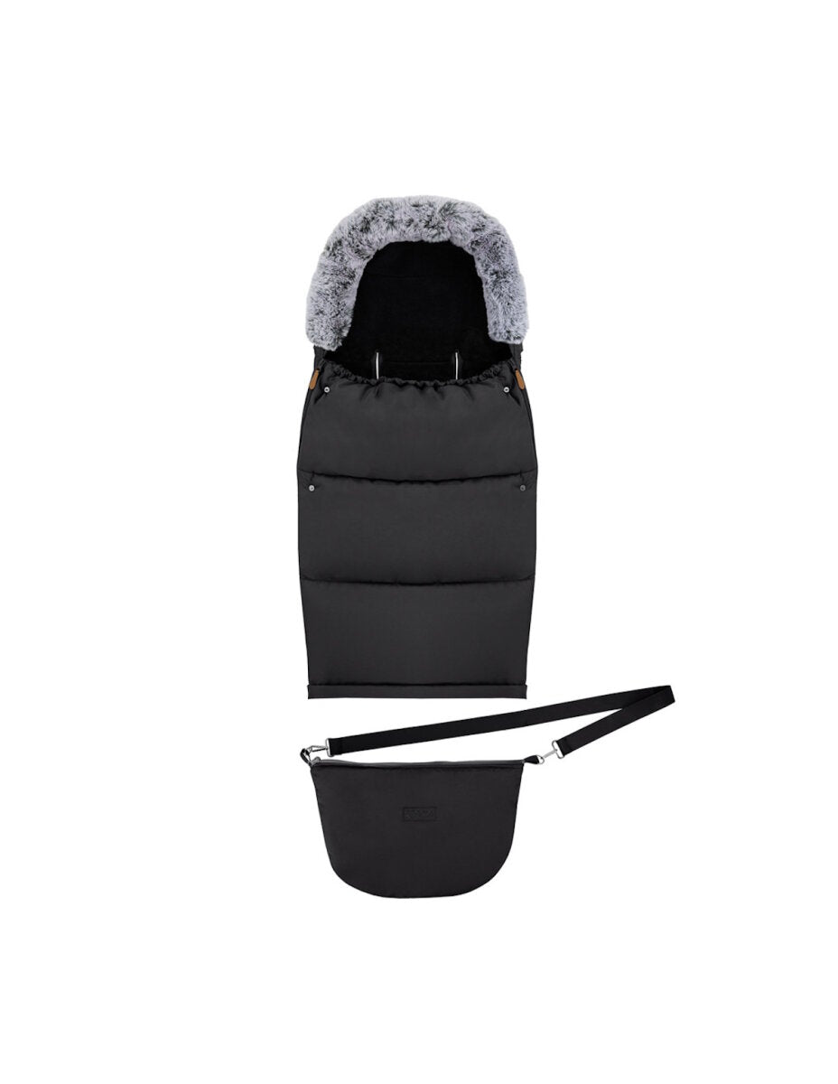 MoMi SARDI 2in1 Fußsack Schwarz für Kinderwagen, Buggy & Schlitten