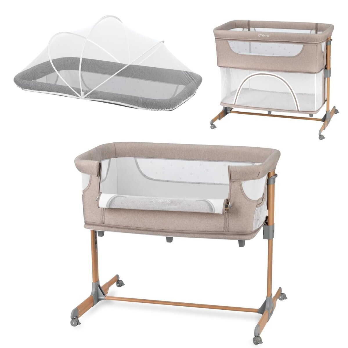 MoMi SMART BED 2.0 Kinderbett Grau mit 2 Schlafpositionen und Laufgitterfunktion für Kleinkinder – Ansicht 3