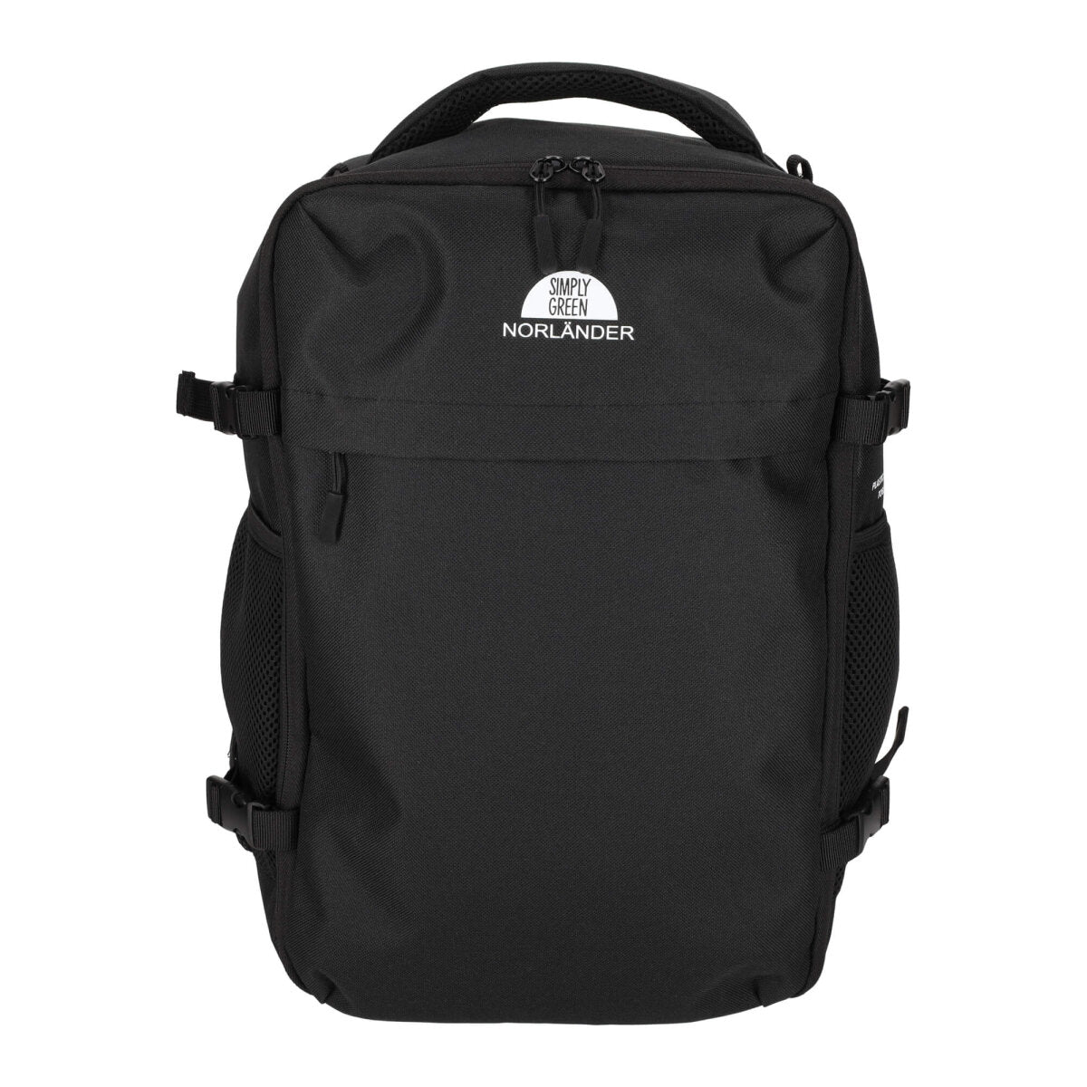 Norländer Handgepäck Rucksack Schwarz RPET 2.0 – Handgepäck 15,6" Laptopfach – Nachhaltige Flugzeug-Tasche für – Ansicht 7